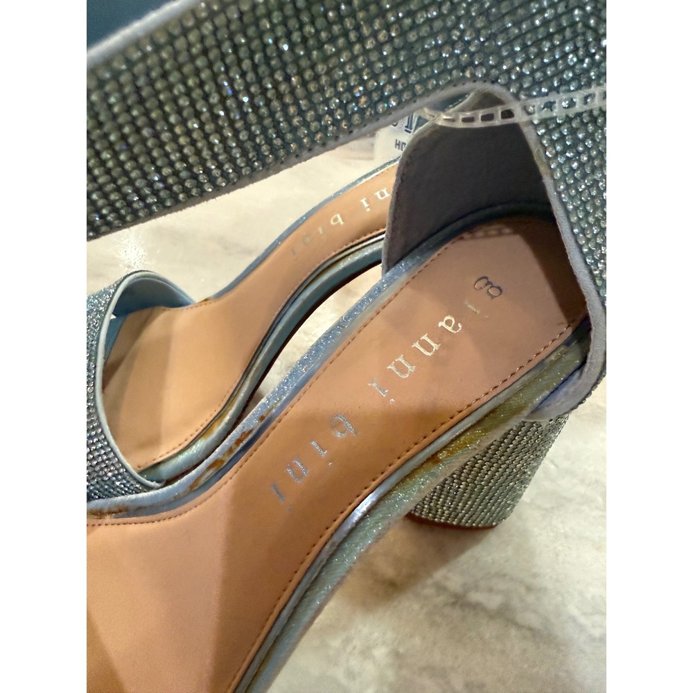 Gianni Bini Womens Sky Blue Rhinestone Block Heel Ankle Strap Sandals Size 10 - Picture 13 of 15